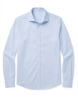 Schlichtes himmelblaues, bügelleichtes Popeline-Hemd