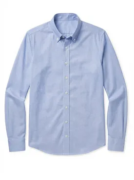 Hellblaues, schlichtes, schweres amerikanisches Oxford-Hemd