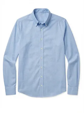 Hellblaues, schlichtes, schweres amerikanisches Oxford-Hemd