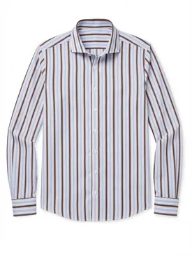 Blau-braun gestreiftes Popeline-Hemd