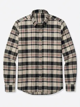 Dickes Leinenhemd mit beige-braunen Karos