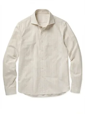 Beige gestreiftes Leinenhemd