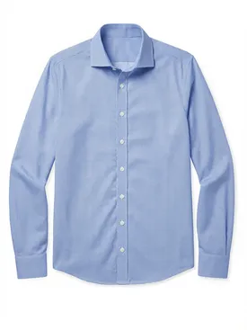 Blaues bedrucktes Stretch-Popeline-Hemd
