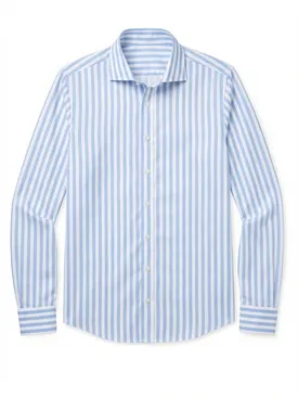 Bügelleichtes Hemd aus Twill mit himmelblauen Streifen