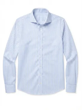 Bügelleichtes Hemd aus Twill mit himmelblauen Streifen