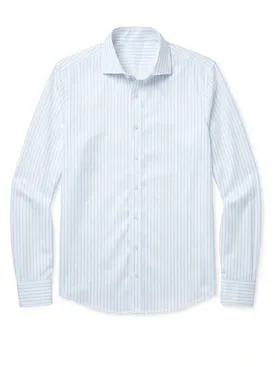 Bügelleichtes Hemd aus Twill mit himmelblauen Streifen