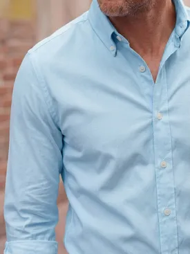 Einfarbige Blau Oxford Hemd